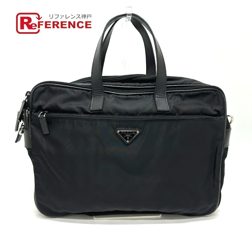 プラダ PRADA トライアングルロゴ 2VE407 2WAY カバン 肩掛け 斜め掛け ビジネスバッグ ナイロン/レザー ブラック PRADA プラダ 2VE407 トライアングルロゴ 2WAY カバン 肩掛け 斜め掛け