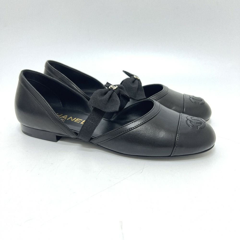 美品 シャネル メリージェーン バレエシューズ 黒 37 24cm CHANEL CHANEL シャネル メリージェーン バレエシューズ 靴 パンプス レザー