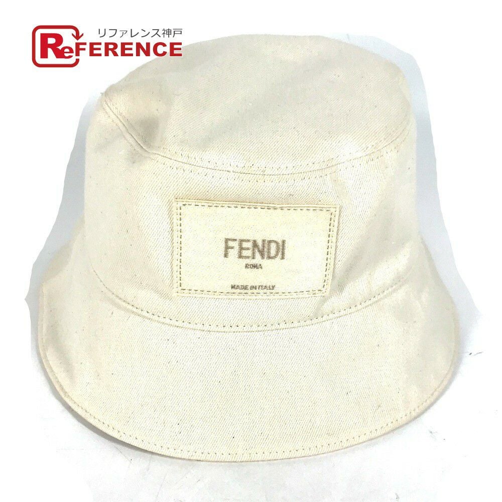 FENDI ホワイト バケットハット FENDI フェンディ FXQ801 ロゴ ハット帽 帽子 バケットハット