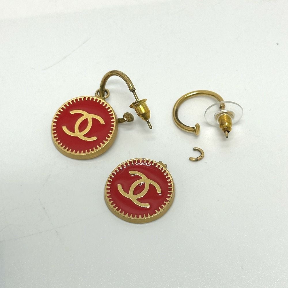 CHANEL シャネル ココマーク CC 01P ピアス GP レディース レッド